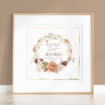 Modern Vintage Style Floral Botanical Watercolor Foil Prints<br><div class="desc">Personalized with your family name and year established. A warm fall, autumn coloured theme with botanical leaf foliage and flowers in a BOHO style wreath was elegantly painted in watercolor with real gold foil accents by internationally licensed artist and designer, Audrey Jeanne Roberts. Warm amber, soft mint sage green, peach,...</div>