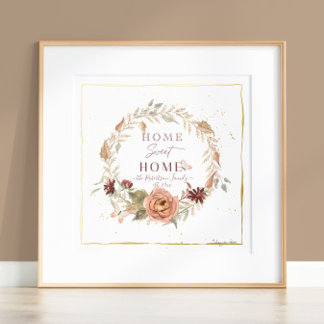 Modern Vintage Style Floral Botanical Watercolor Foil Prints