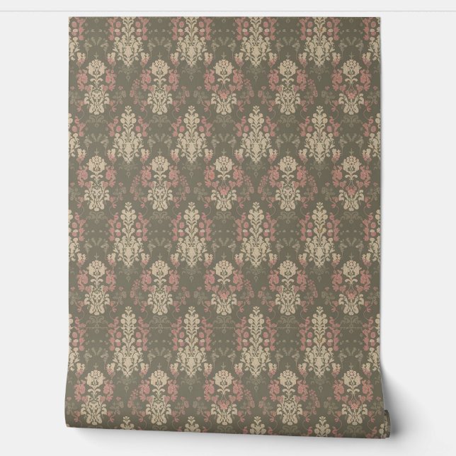 Modern vintage style  floral pattern  wallpaper (Unrolling)