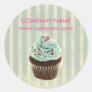 modern vintage teal  bakery dessert cupcake classic round sticker