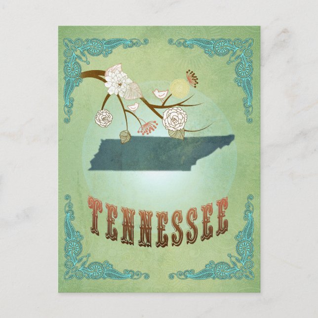 Modern Vintage Tennessee State Map – Sage Green Postcard (Front)