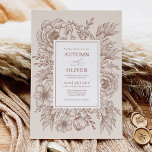 Modern Vintage Terracotta Floral Wedding Invitation<br><div class="desc">Introducing our beautiful minimalist boho wedding invitation! This design features vintage botanical floral line art and modern lettering mixed with stylish calligraphy. The colour scheme is earthy terracotta,  burnt orange,  and taupe. This invitation is perfect for couples who are looking for a modern twist on a classic style.</div>