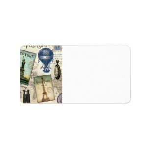 modern vintage travel collage label