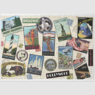 Modern Vintage Travel USA decoupage tissue paper