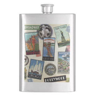 Modern Vintage Travel USA Hip Flask