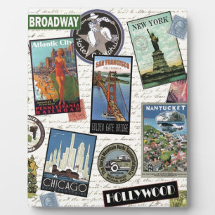 modern vintage travel USA Plaque