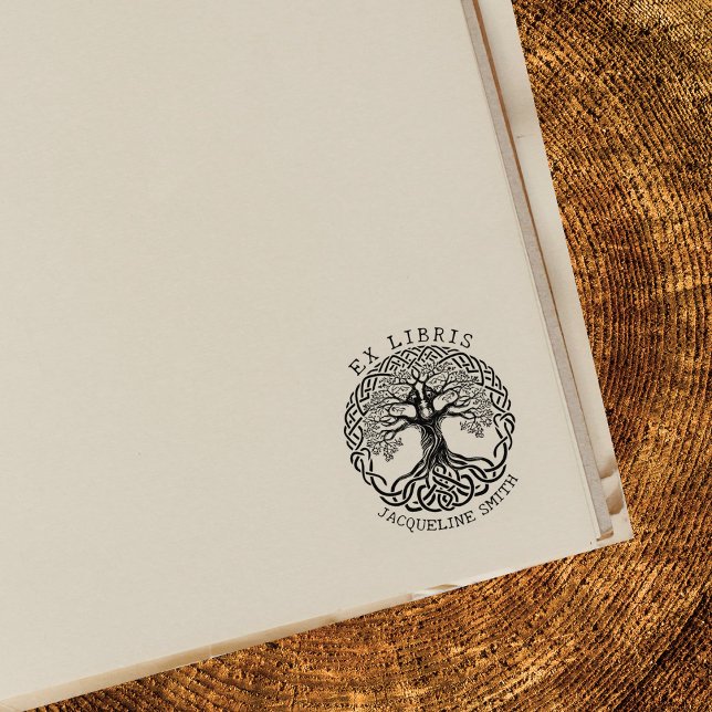 Modern Vintage Tree, Ex Libris Book  Rubber Stamp (Creator Uploaded)