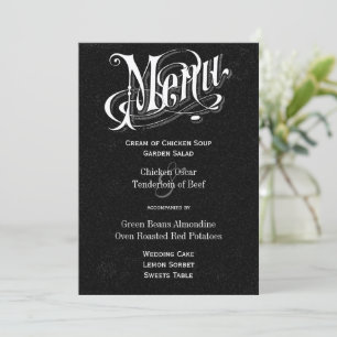 Modern Vintage Typography Chalkboard  Wedding Menu