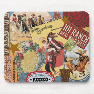 modern vintage western cowgirl mouse pad