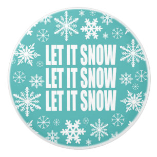 modern vintage whimsical snowflakes ceramic knob