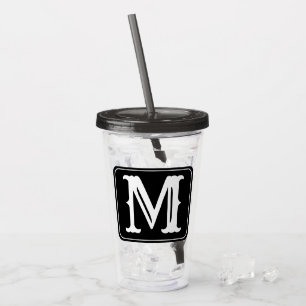 Modern Vintage White Monogram Acrylic Tumbler