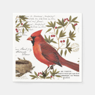 modern vintage winter cardinal napkin
