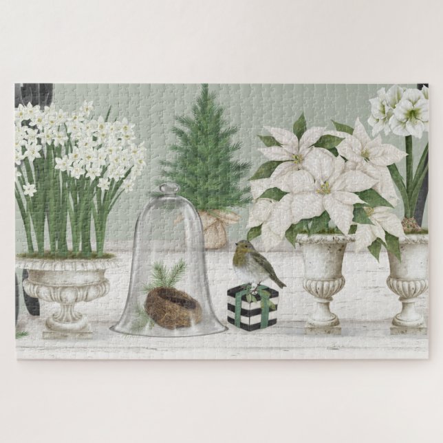 Modern Vintage winter floral jigsaw puzzle (Horizontal)