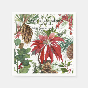 Modern vintage winter garden floral napkin