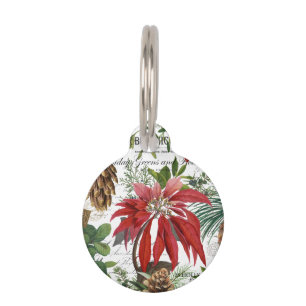 Modern vintage winter garden floral pet tag