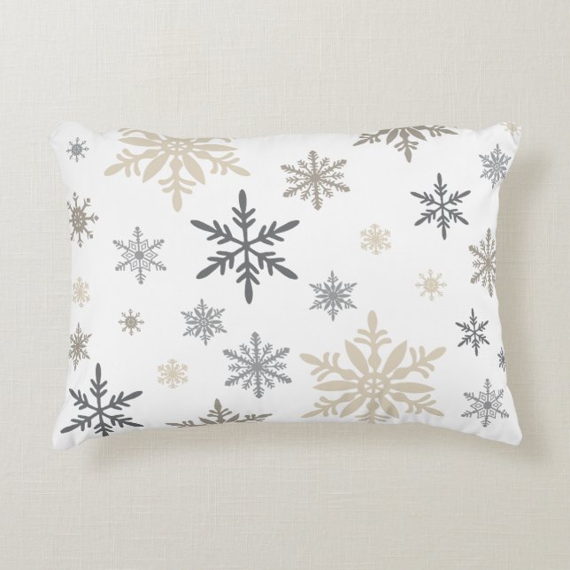 Modern Vintage winter snowflakes Accent Pillow (Front)