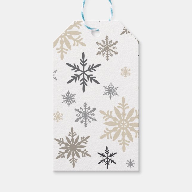 Modern Vintage winter snowflakes Gift Tags (Front)