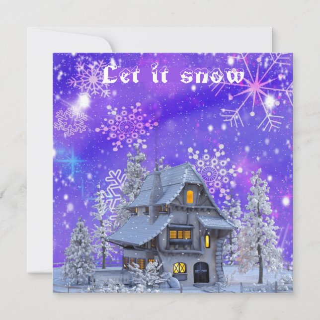 Modern Vintage Winter Snowflakes House Card (Front)