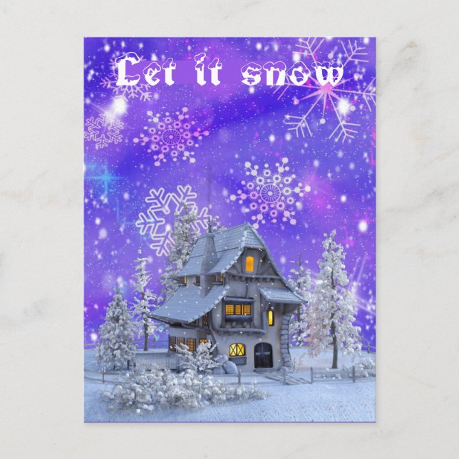 Modern Vintage Winter Snowflakes House Postcard (Front)
