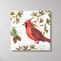 Modern vintage woodland cardinal