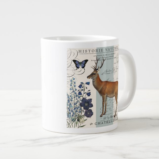modern vintage woodland deer large coffee mug (Front Right)