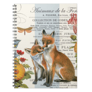 Modern vintage woodland fox notebook