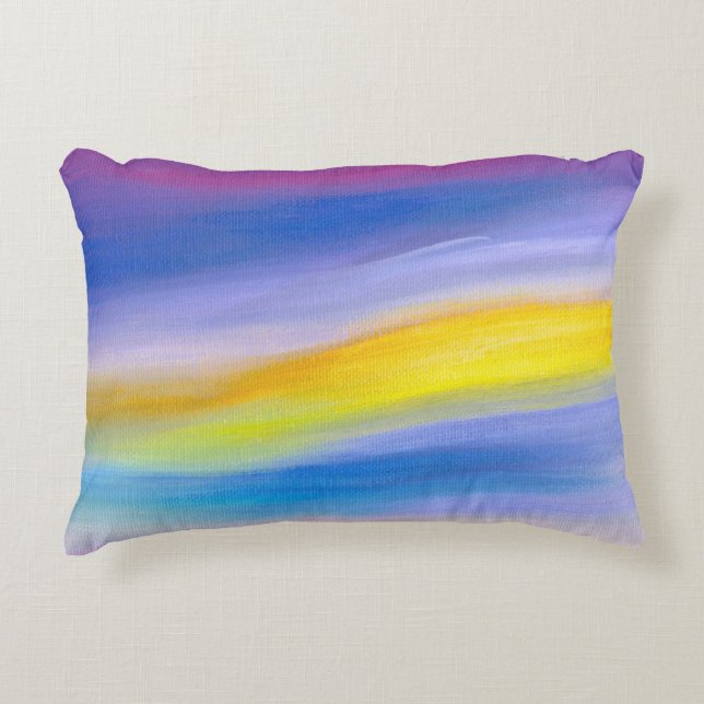 Modern Violet and Golden Ray Abstract Accent Pillow (Front)