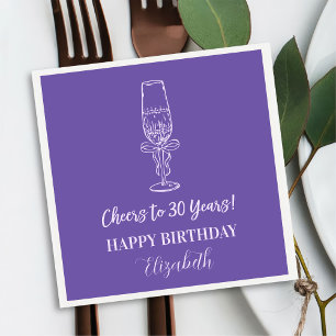 Modern Violet Cheers to 30 years Birthday Napkins