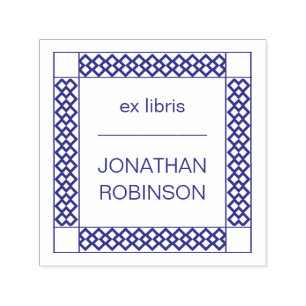 Modern Violet Geometric Ex Libris Custom Name Self-inking Stamp