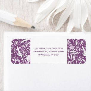 Modern Violet Graphic Floral Adresse de retour