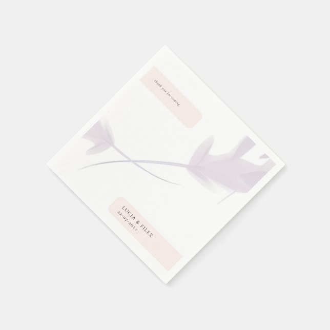 Modern Violet Lavender And Peach Colour Wedding Napkin (Corner)