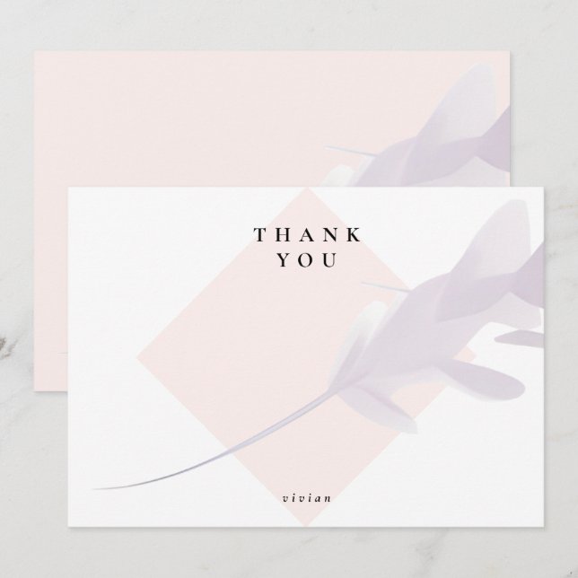 Modern Violet Lavender & Peach Colour Blank Thank You Card (Front/Back)