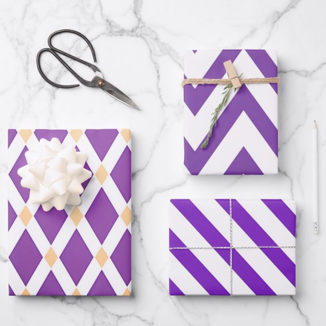 Modern Violet Purple Dynamic Chevron     Wrapping Paper Sheet (Front)