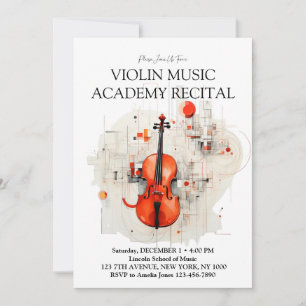 Modern Violin Music School Recital Event Invitation