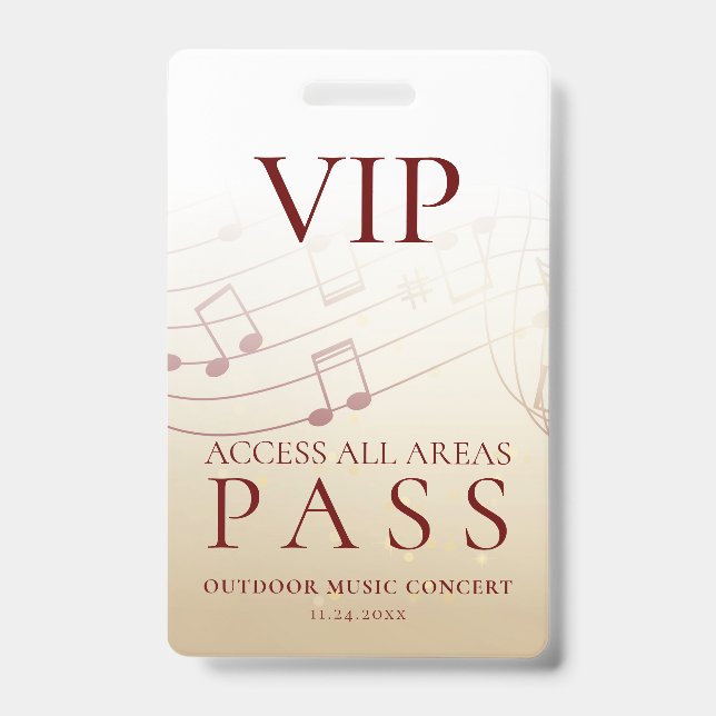 Modern VIP All Access Pass Outdoor Event Badge (Front)