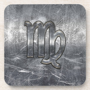 Modern Virgo Zodiac Sign Grunge Distressed Style Coaster