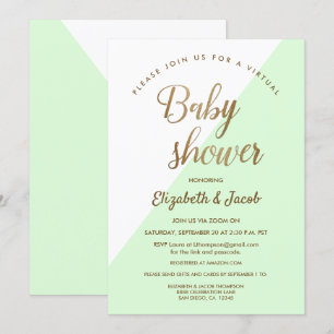 Modern Virtual Baby Shower Green Gender neutral Invitation