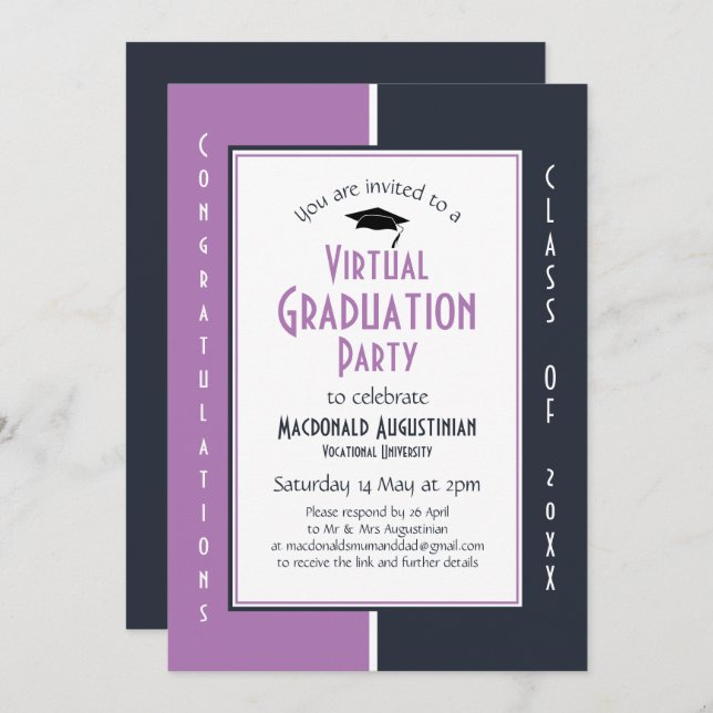 Modern Virtual Graduation Party Invitation (Front/Back)