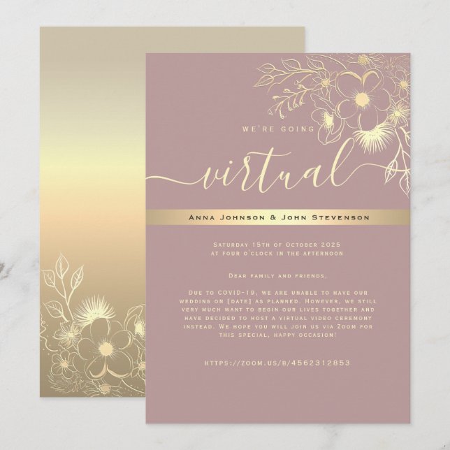 Modern Virtual Wedding Invitation (Front/Back)