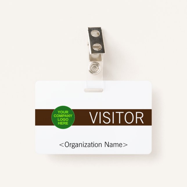 Modern "VISITOR" Badge (Front with Clip)