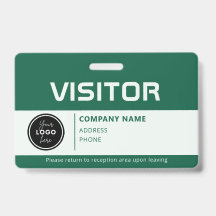 Modern Visitor Pass ID Badge Green