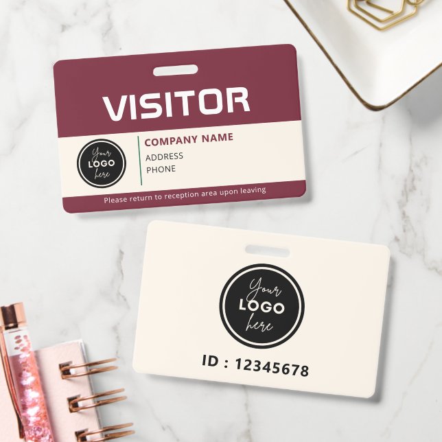 Modern Visitor Pass ID Badge Red (Office)
