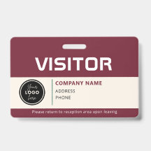 Modern Visitor Pass ID Badge Red