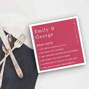 Modern Viva Magenta Stylish Fun Facts Wedding Napkin
