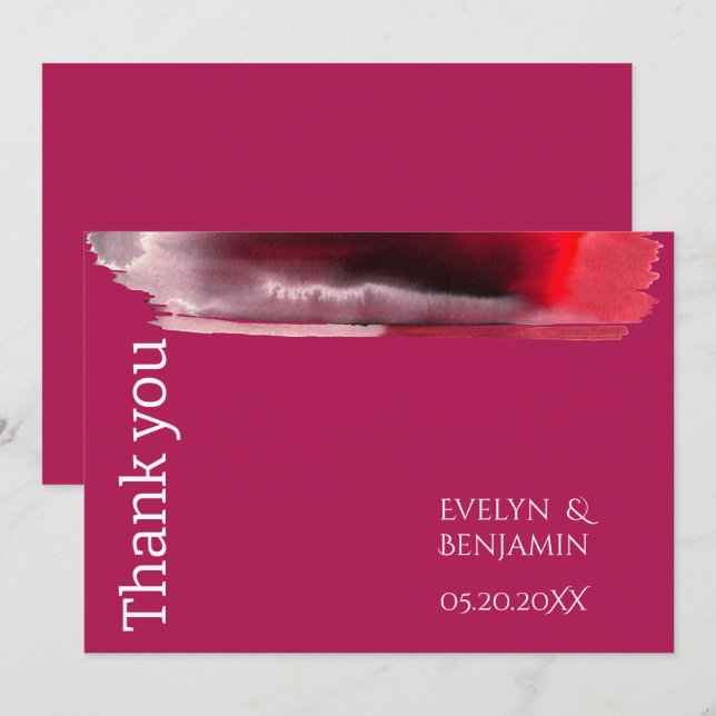 Modern Viva Magenta  Thank You Card (Front/Back)