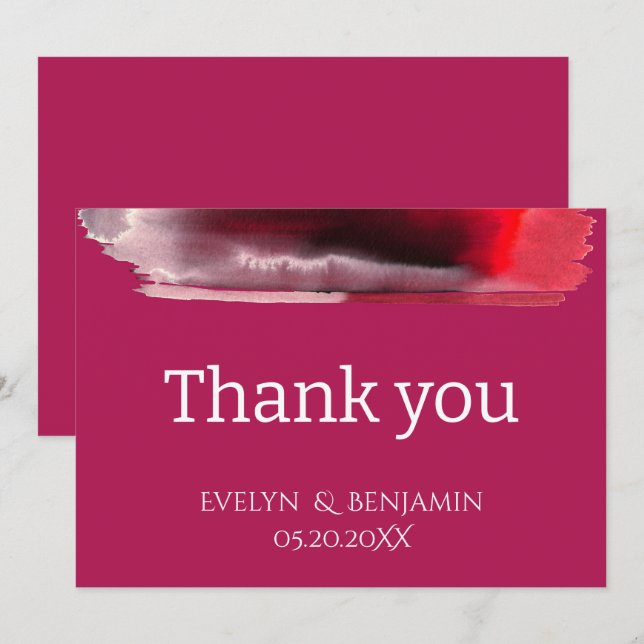 Modern Viva Magenta Thank You Card (Front/Back)