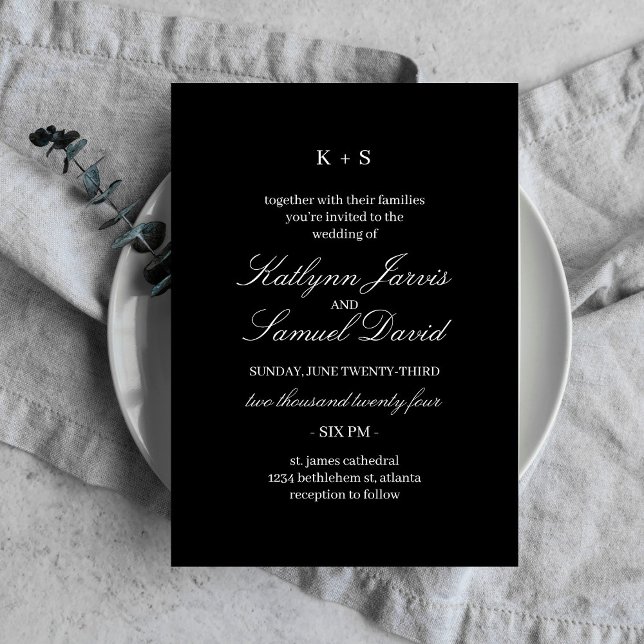 Modern Vntage Black wedding invitation Card (Creator Uploaded)