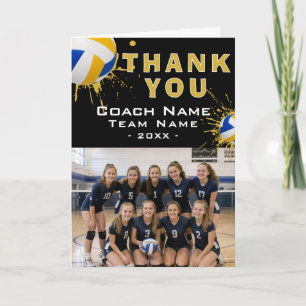 Modern Volleyball Team Photo Coach Thank You Card