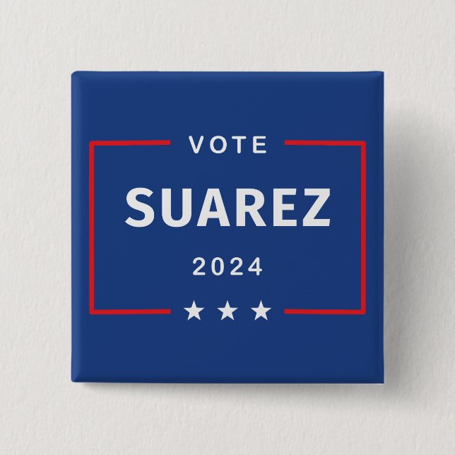 Modern Vote Francis Suarez 2024 Stars Box Dark 2 Inch Square Button (Front)