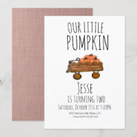 Modern Wagon Watercolor Little Pumpkin